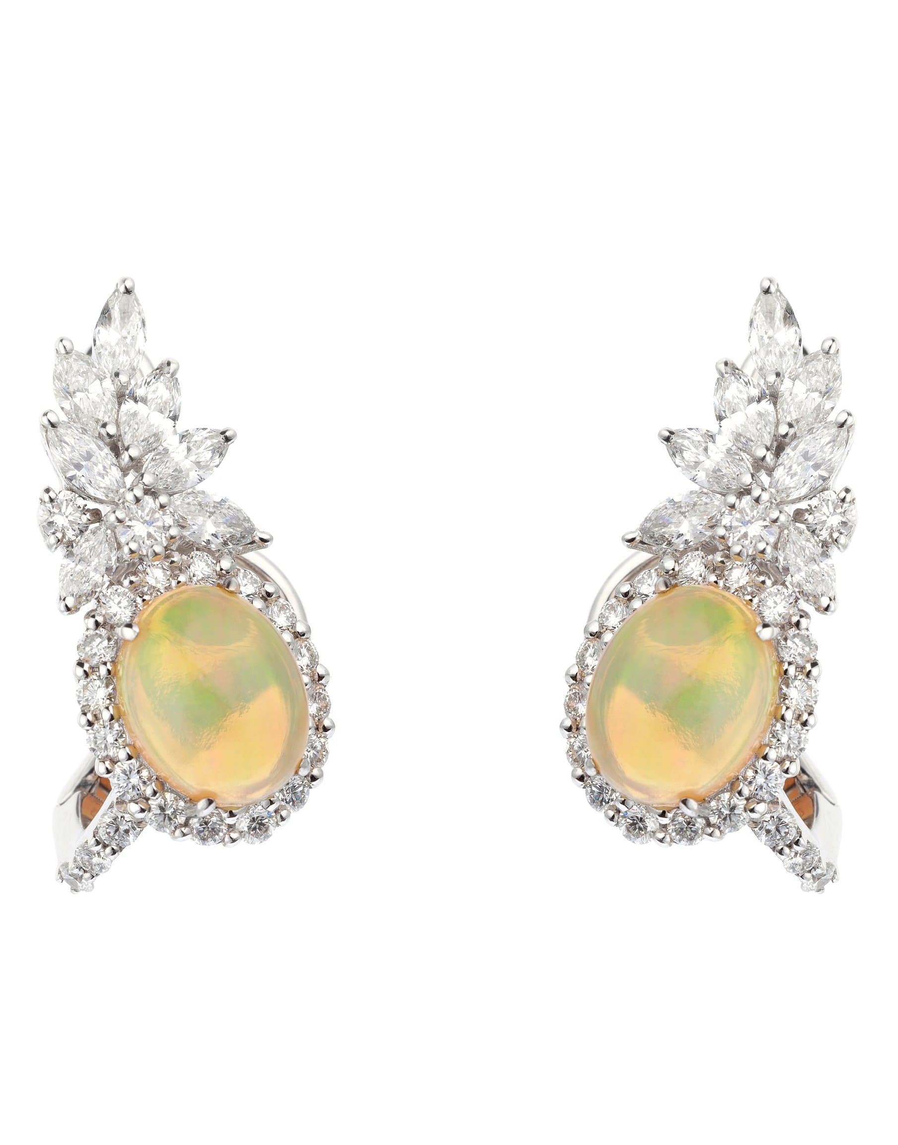 YEPREM JEWELLERY-Opal and Diamond Earrings-WHITE GOLD