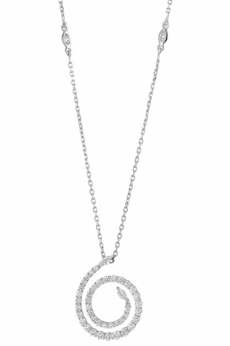 YEPREM JEWELLERY-Swirl Pendant Necklace-WHITE GOLD