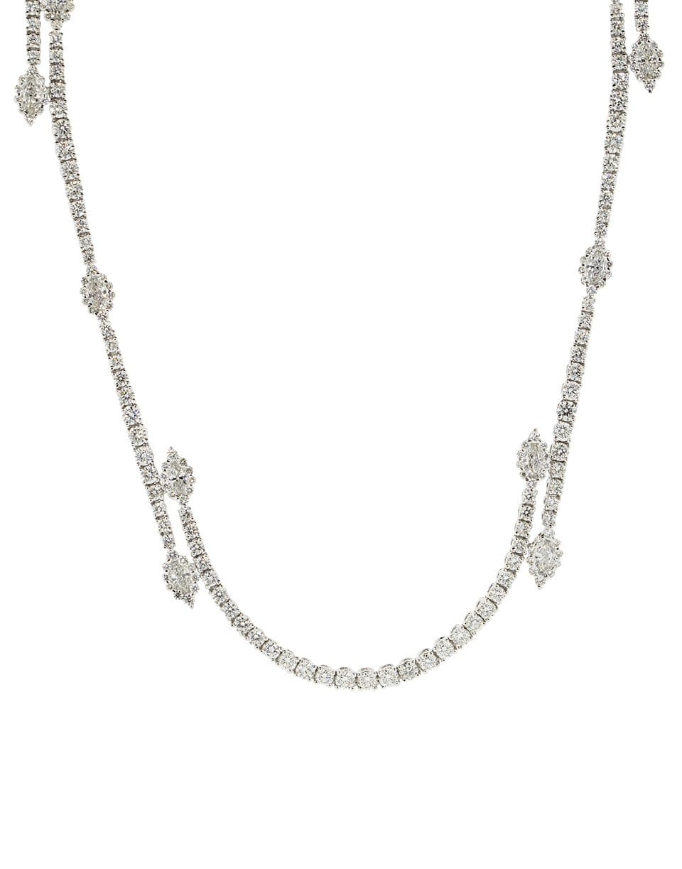 YEPREM JEWELLERY-Round and Marquise Diamond Long Necklace-WHTGLD