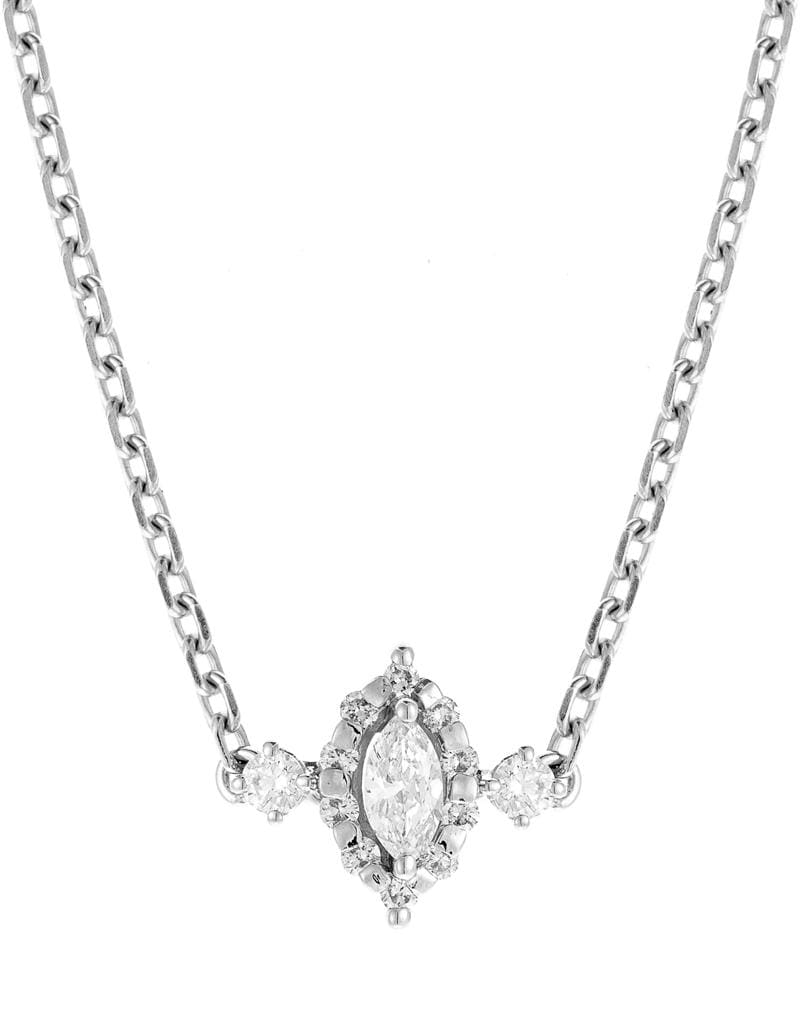 YEPREM JEWELLERY-Marquise Diamond Pendant Necklace-WHITE GOLD