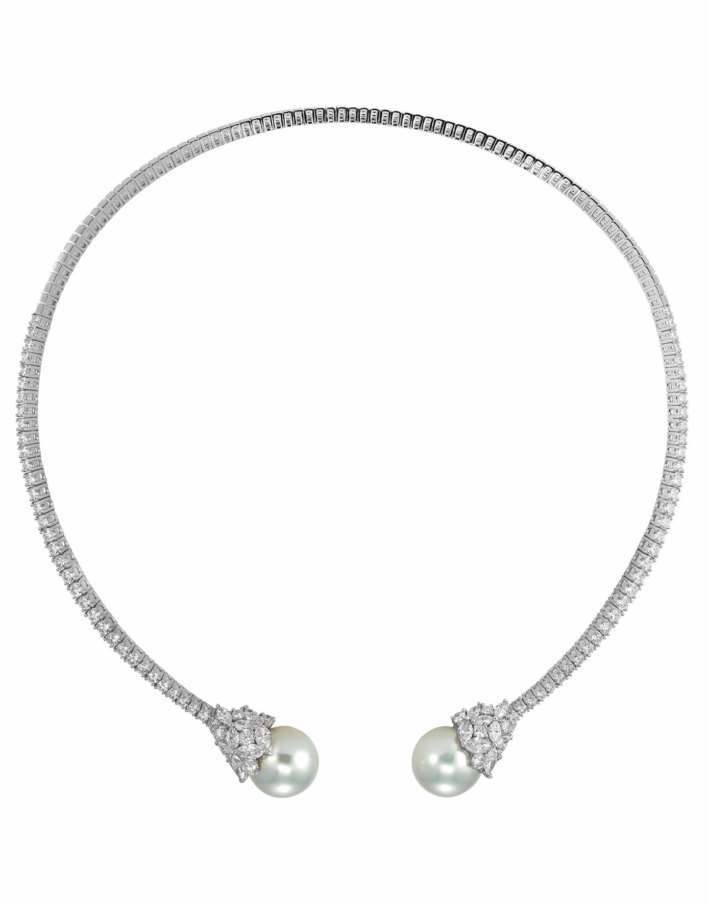YEPREM JEWELLERY-Pearl and Diamond Collar-WHITE GOLD