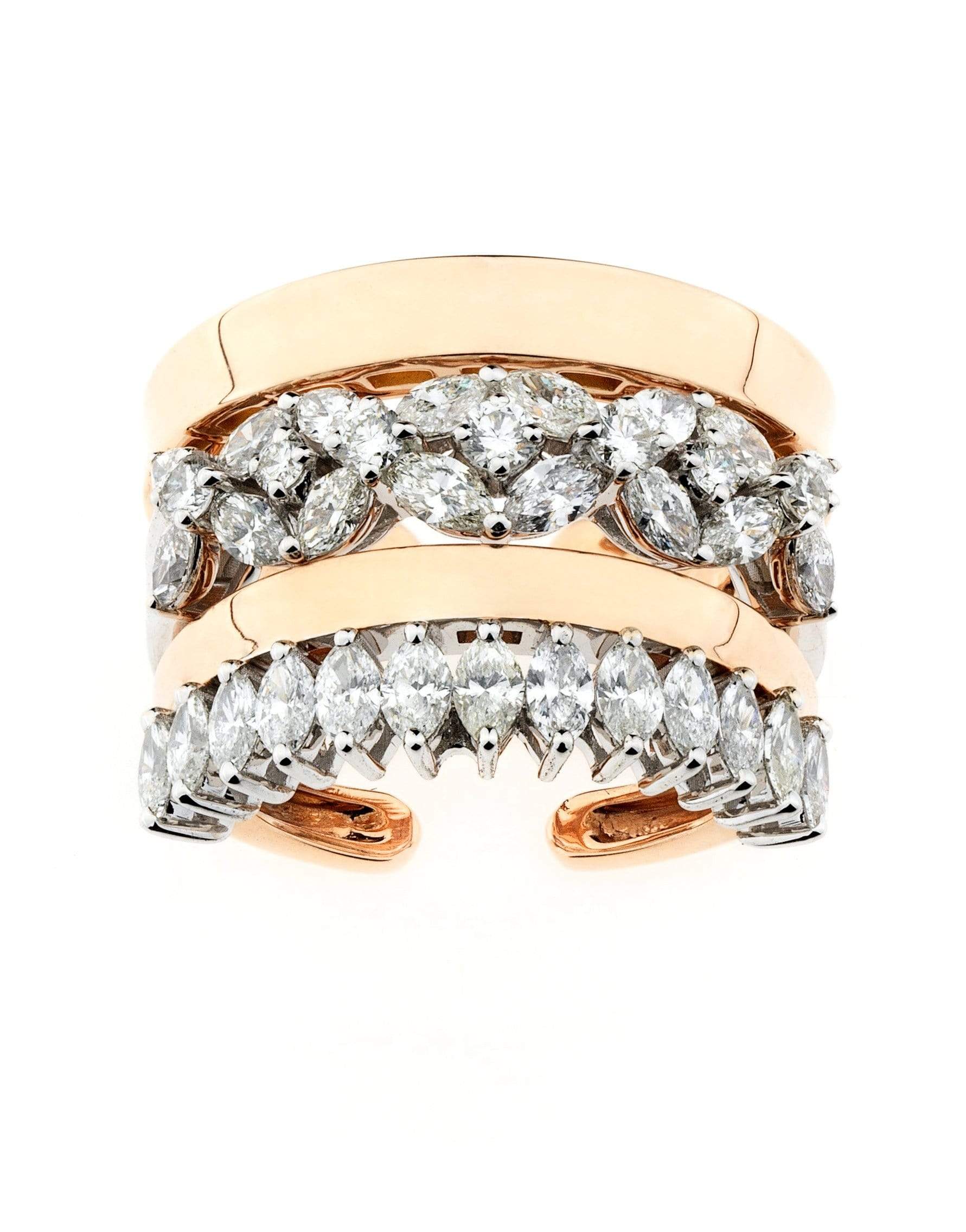 YEPREM JEWELLERY-4 Row Moveable Diamond Ring-ROSE GOLD