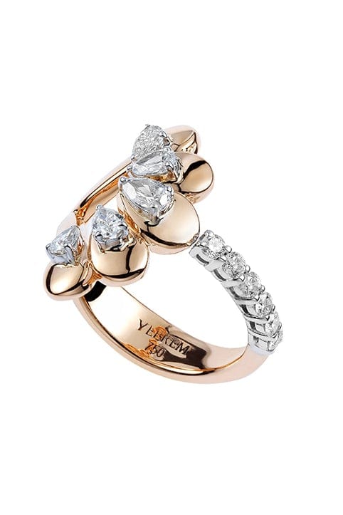 YEPREM JEWELLERY-Diamond Petal Ring-ROSE GOLD