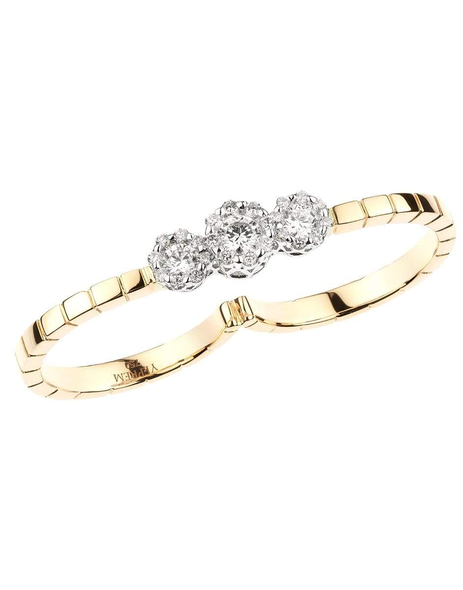 YEPREM JEWELLERY-Pink Strada Round Diamond Double Ring-ROSE GOLD