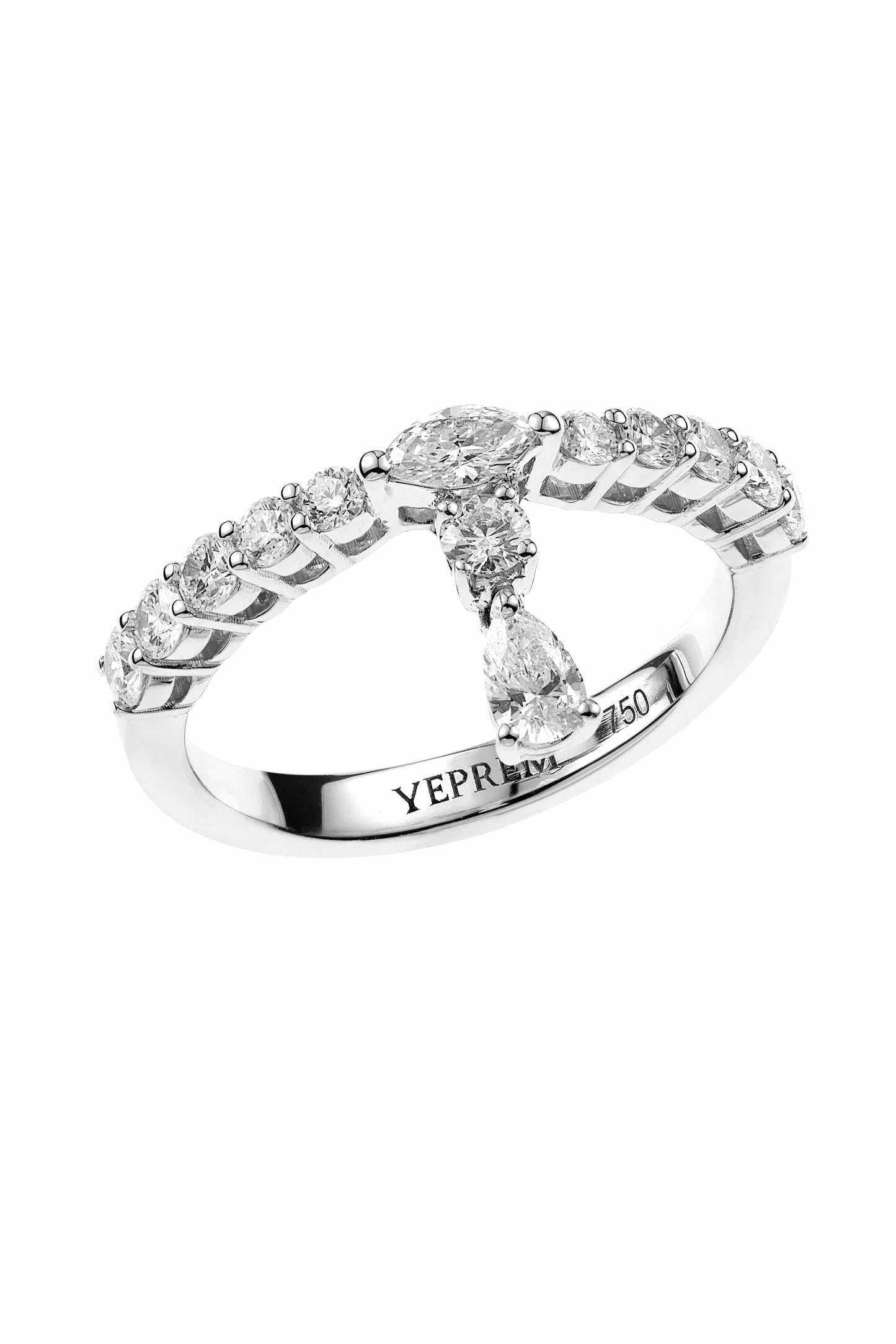 YEPREM JEWELLERY-Diamond Drop Ring-WHITE GOLD