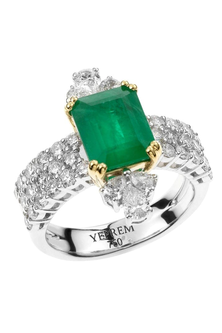 YEPREM JEWELLERY-Emerald and Diamond Ring-WHITE GOLD