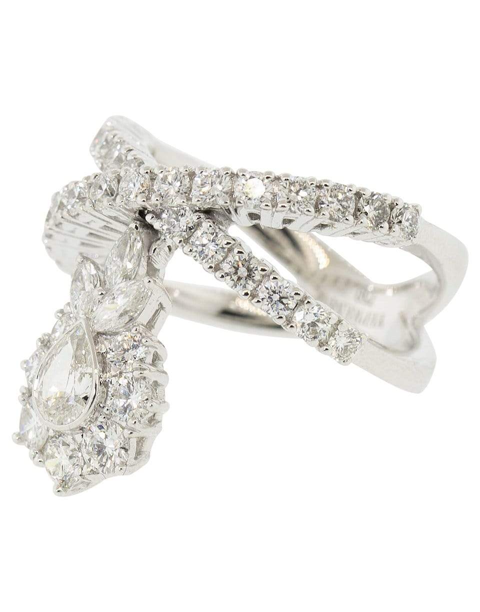 YEPREM JEWELLERY-Pear Diamond Dangle Ring-WHITE GOLD