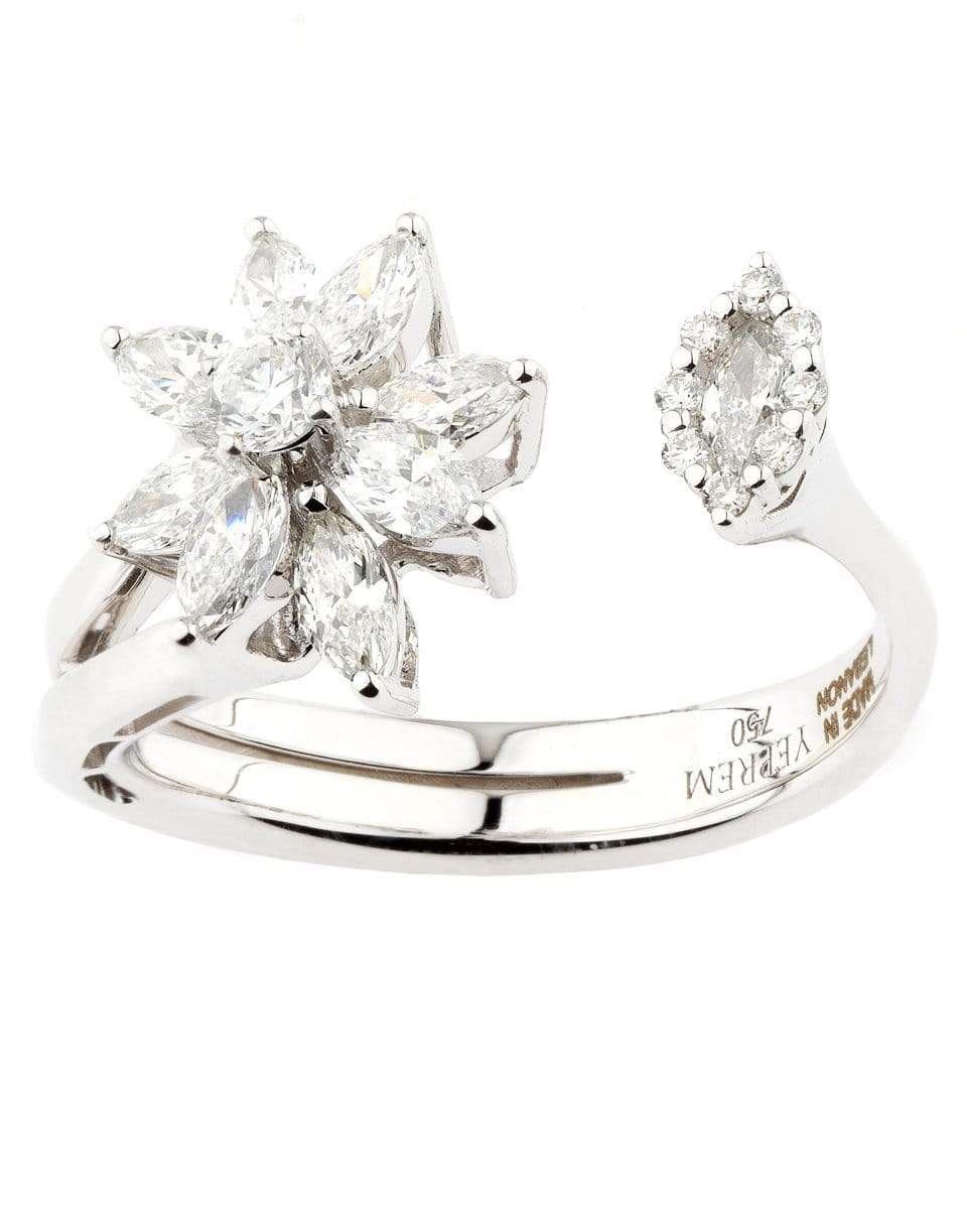 YEPREM JEWELLERY-Round and Marquise Diamond Open Ring-WHITE GOLD