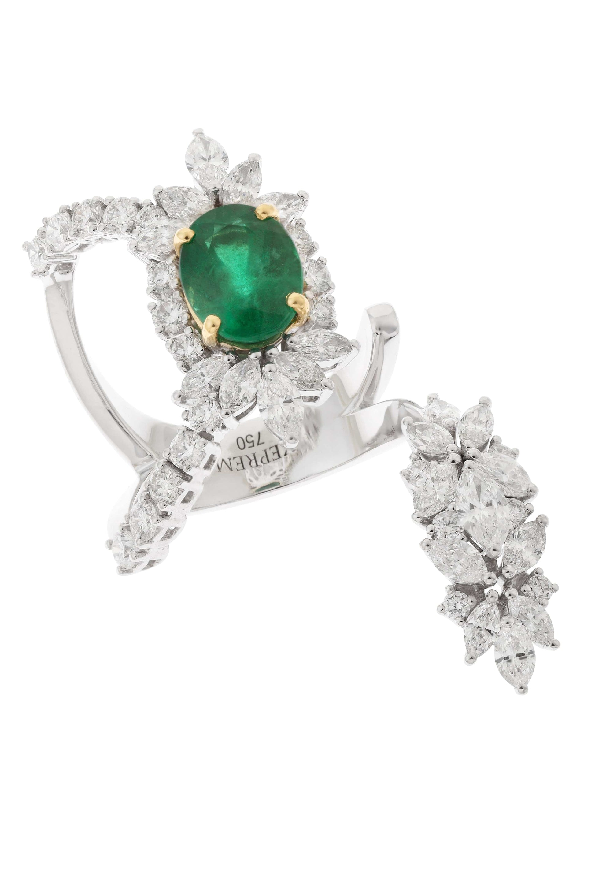 YEPREM JEWELLERY-Emerald and Diamond Ring-WHITE GOLD