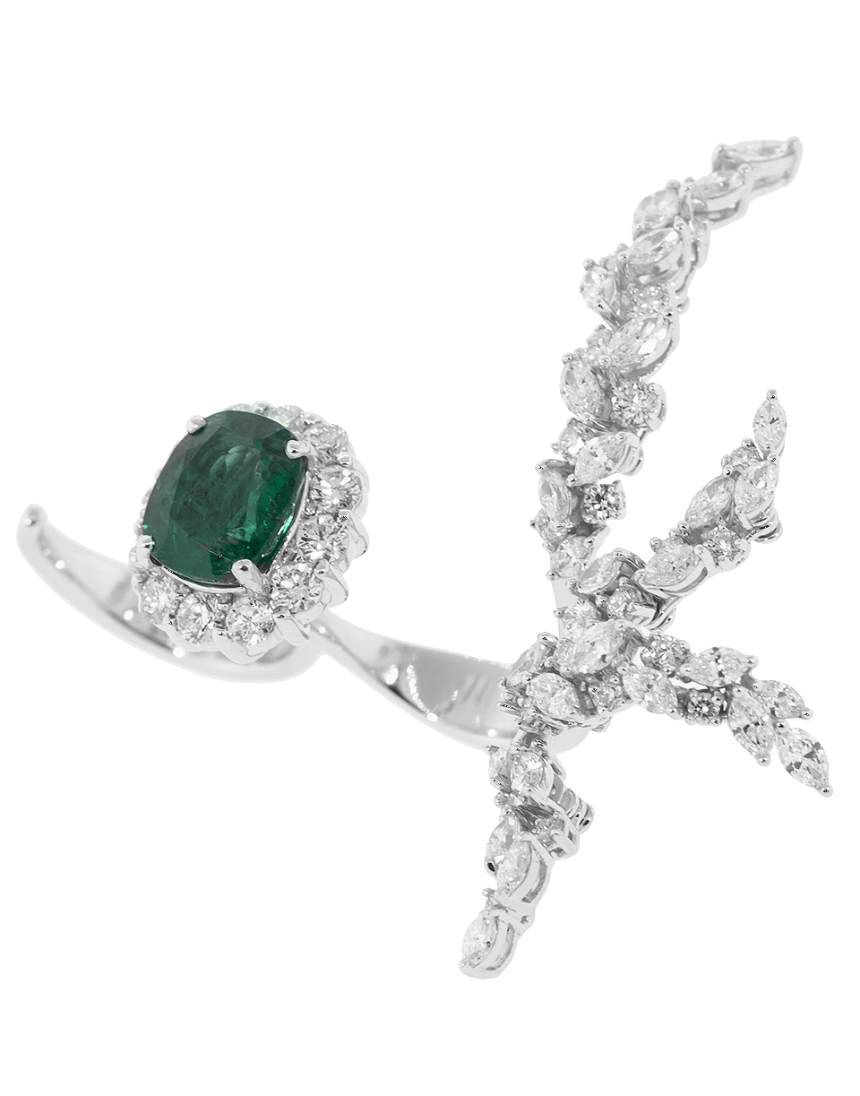 Diamond and Emerald Two Finger Ring JEWELRYFINE JEWELRING YEPREM JEWELLERY   