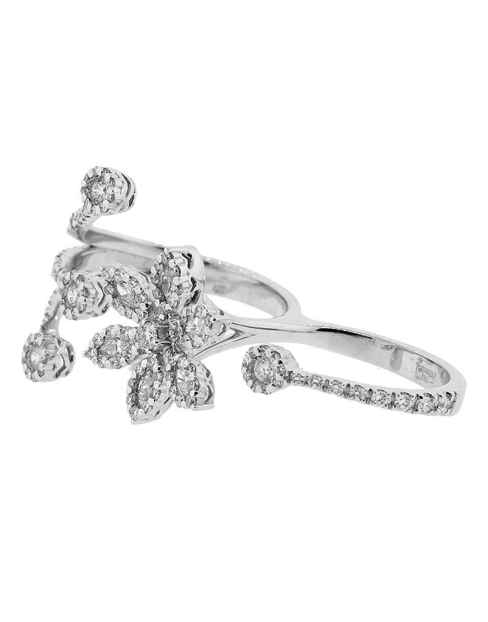 YEPREM JEWELLERY-Diamond Flower Two Finger Ring-WHITE GOLD