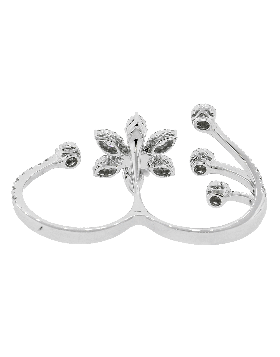 YEPREM JEWELLERY-Diamond Flower Two Finger Ring-WHITE GOLD