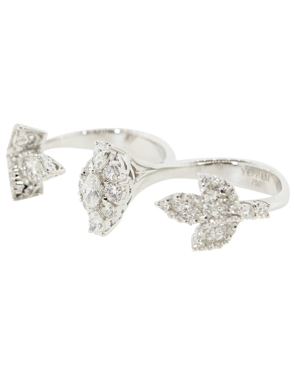 YEPREM JEWELLERY-Round, Marquise, and Pear Diamond Double Finger Ring-WHITE GOLD