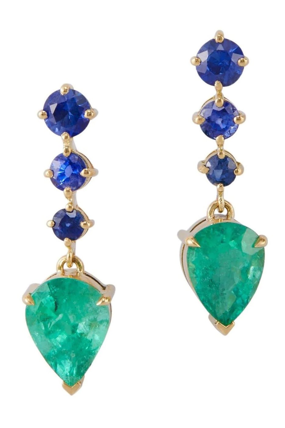YI COLLECTION-Emerald & Sapphire Arrows Earrings-YELLOW GOLD