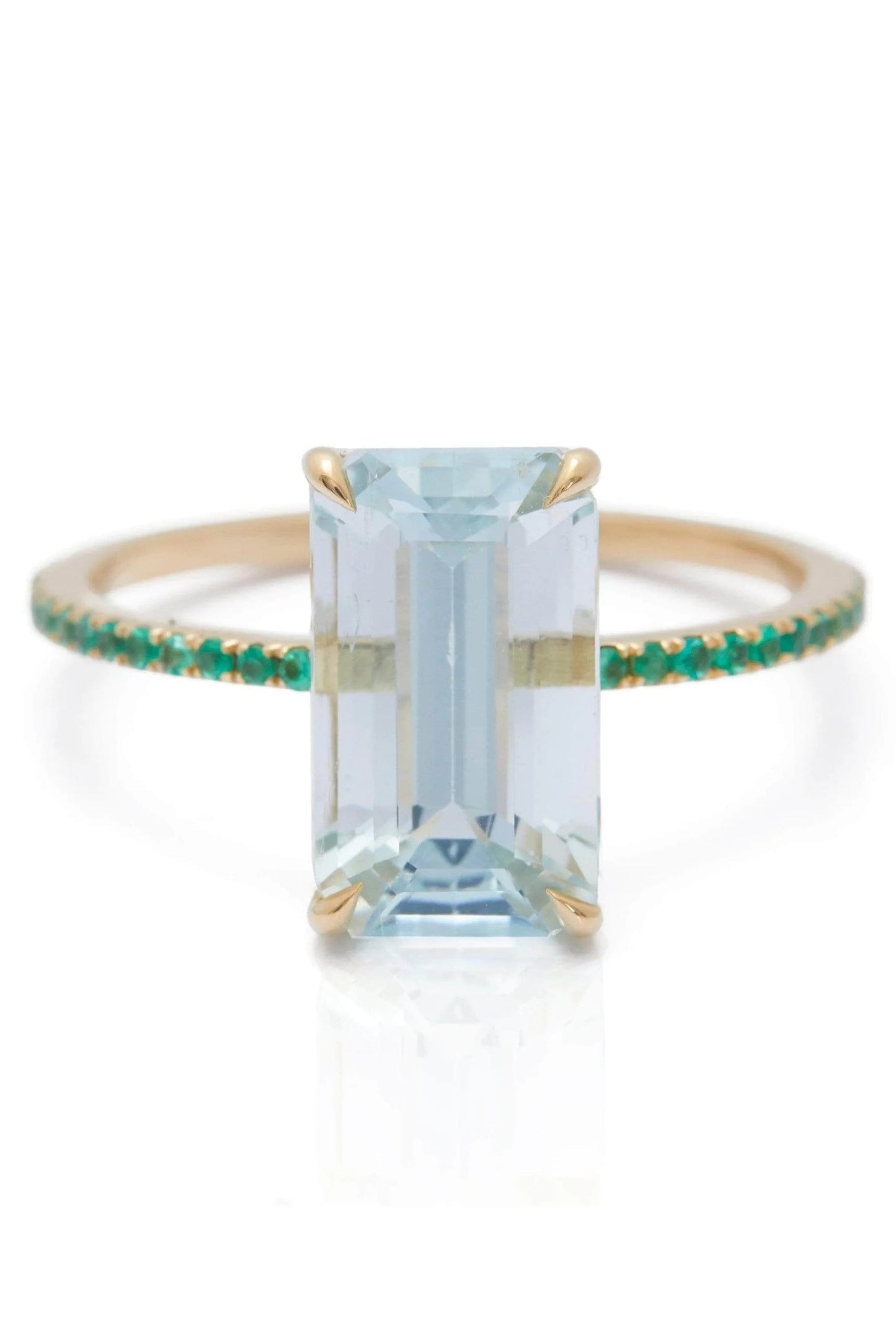 YI COLLECTION-Aquamarine and Emerald Spring Ring-YELLOW GOLD