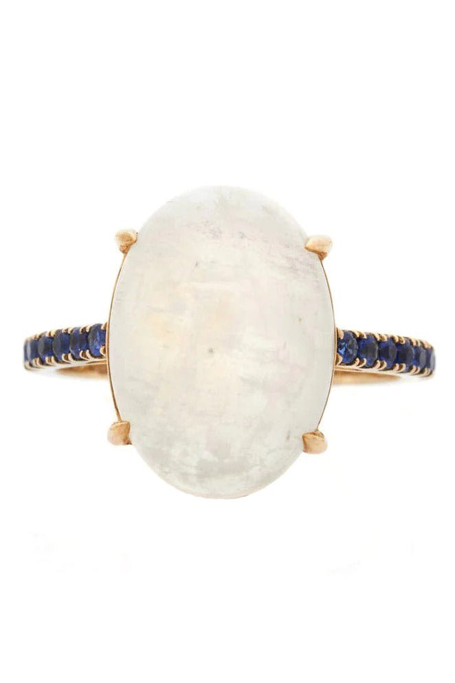 YI COLLECTION-Moonstone and Sapphire Globe Ring-YELLOW GOLD