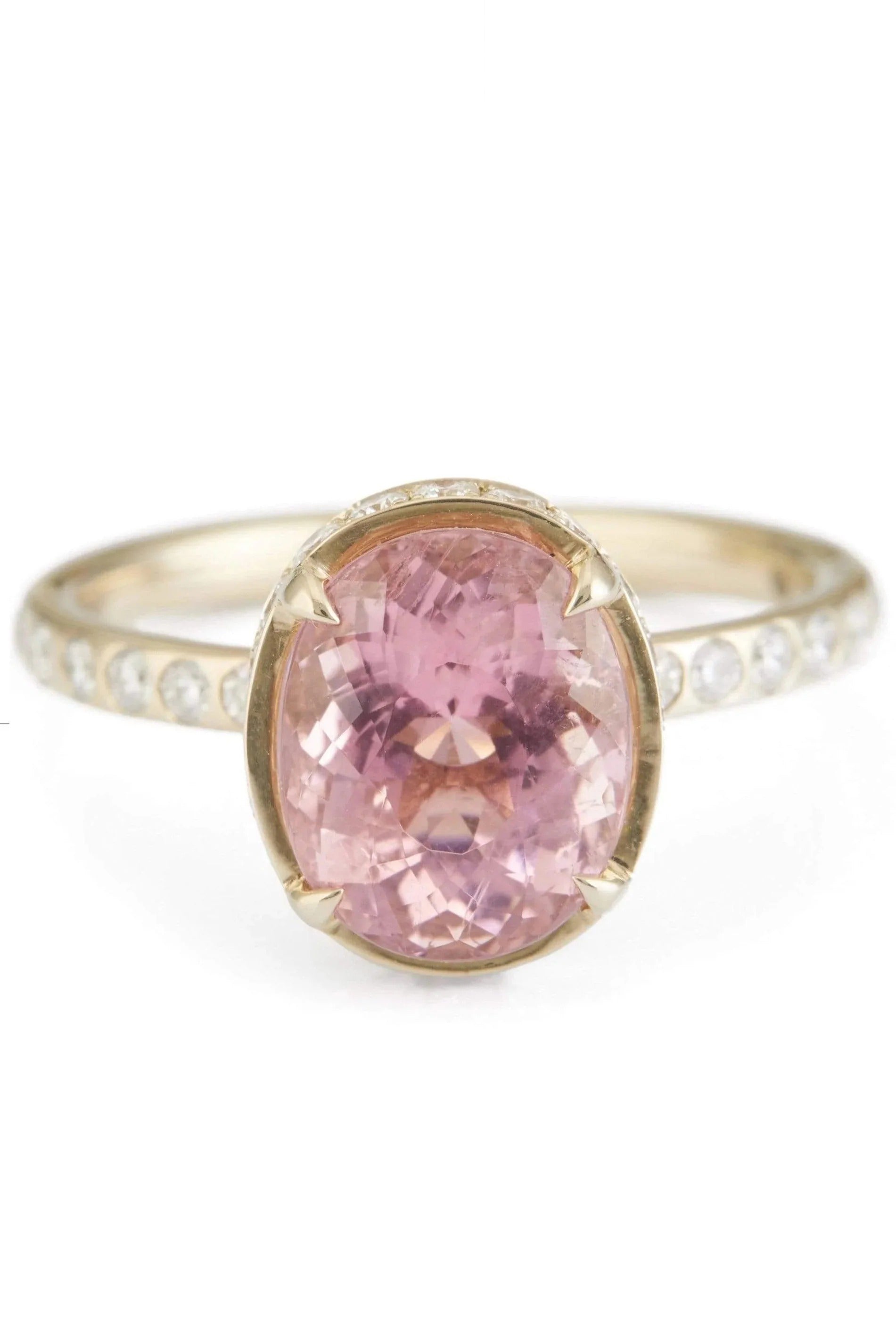 Pink Tourmaline Diamond Halo Ring JEWELRYFINE JEWELRING YI COLLECTION   