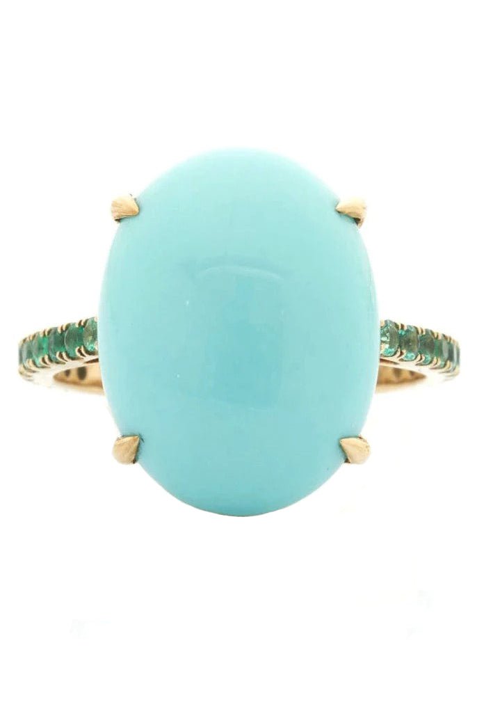 YI COLLECTION-Turquoise and Emerald Globe Ring-YELLOW GOLD