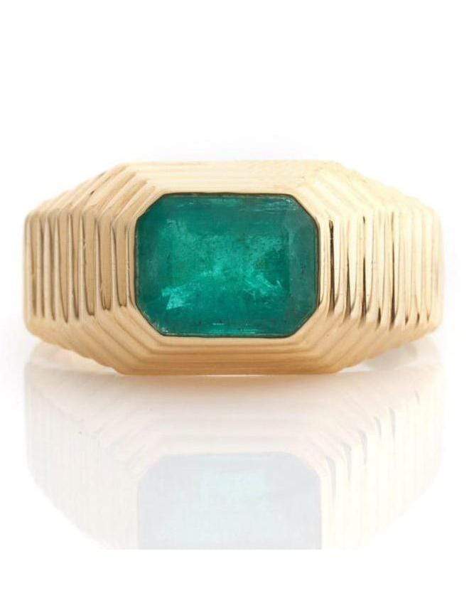 YI COLLECTION-Emerald Pyramid Ring-YELLOW GOLD