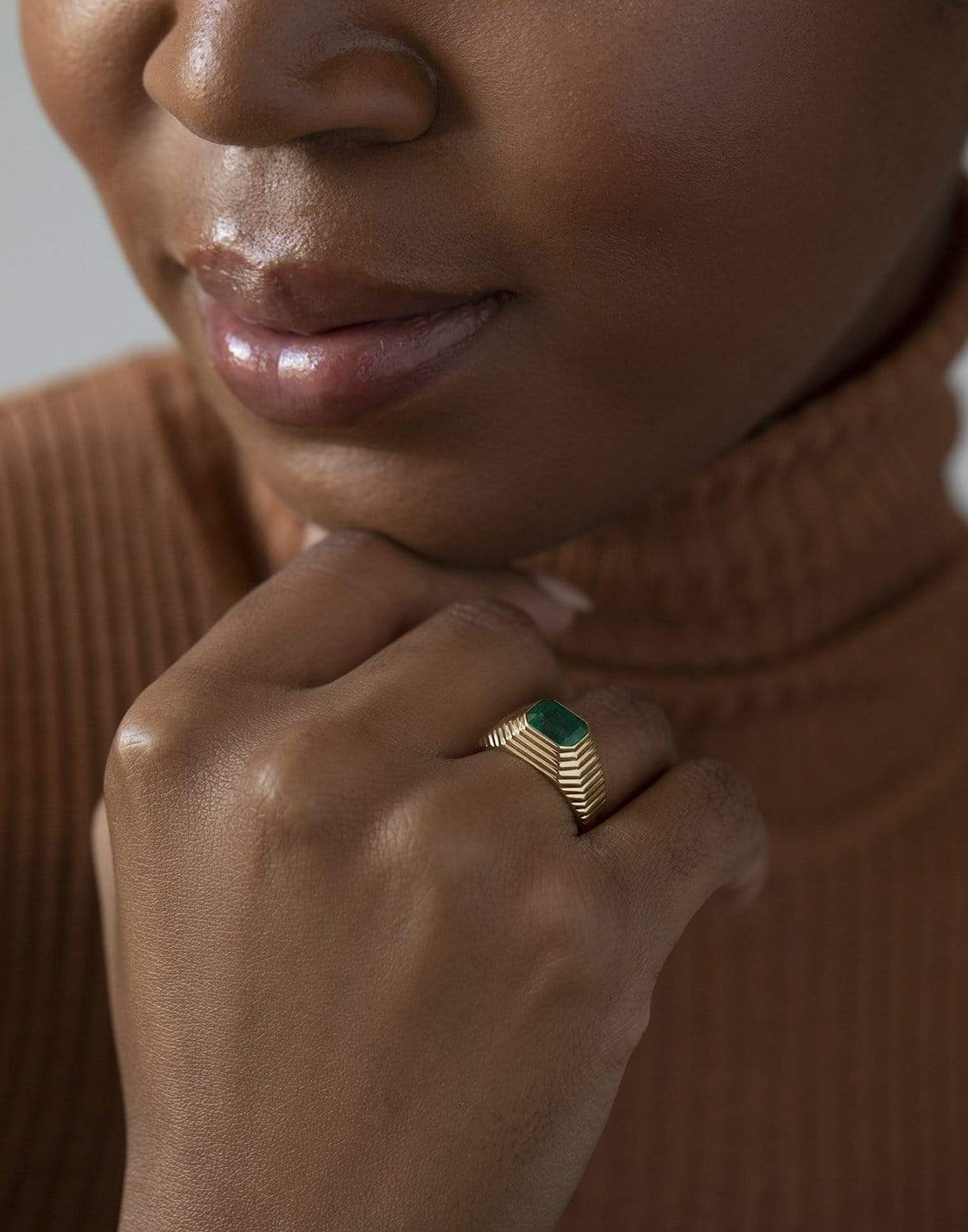 YI COLLECTION-Emerald Pyramid Ring-YELLOW GOLD