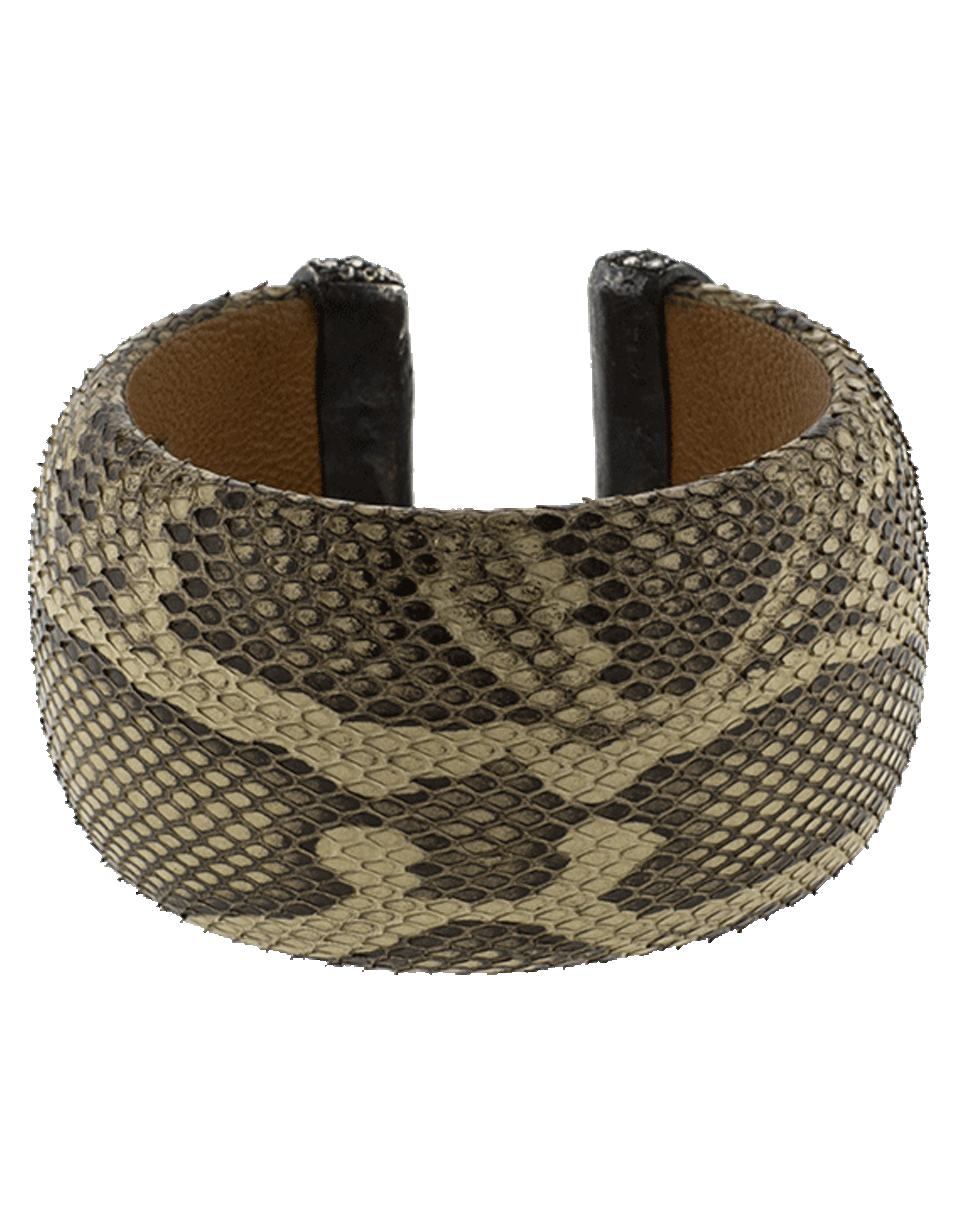 YOSSI HARARI-Python And Leather Cuff-GILVER