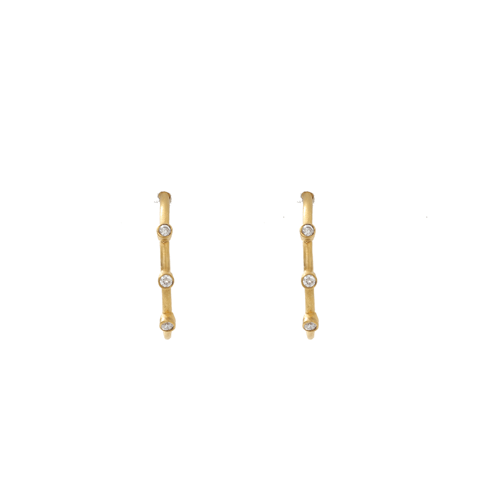 YOSSI HARARI-Three White Diamond Jane Hoop Earrings-YLLW GLD