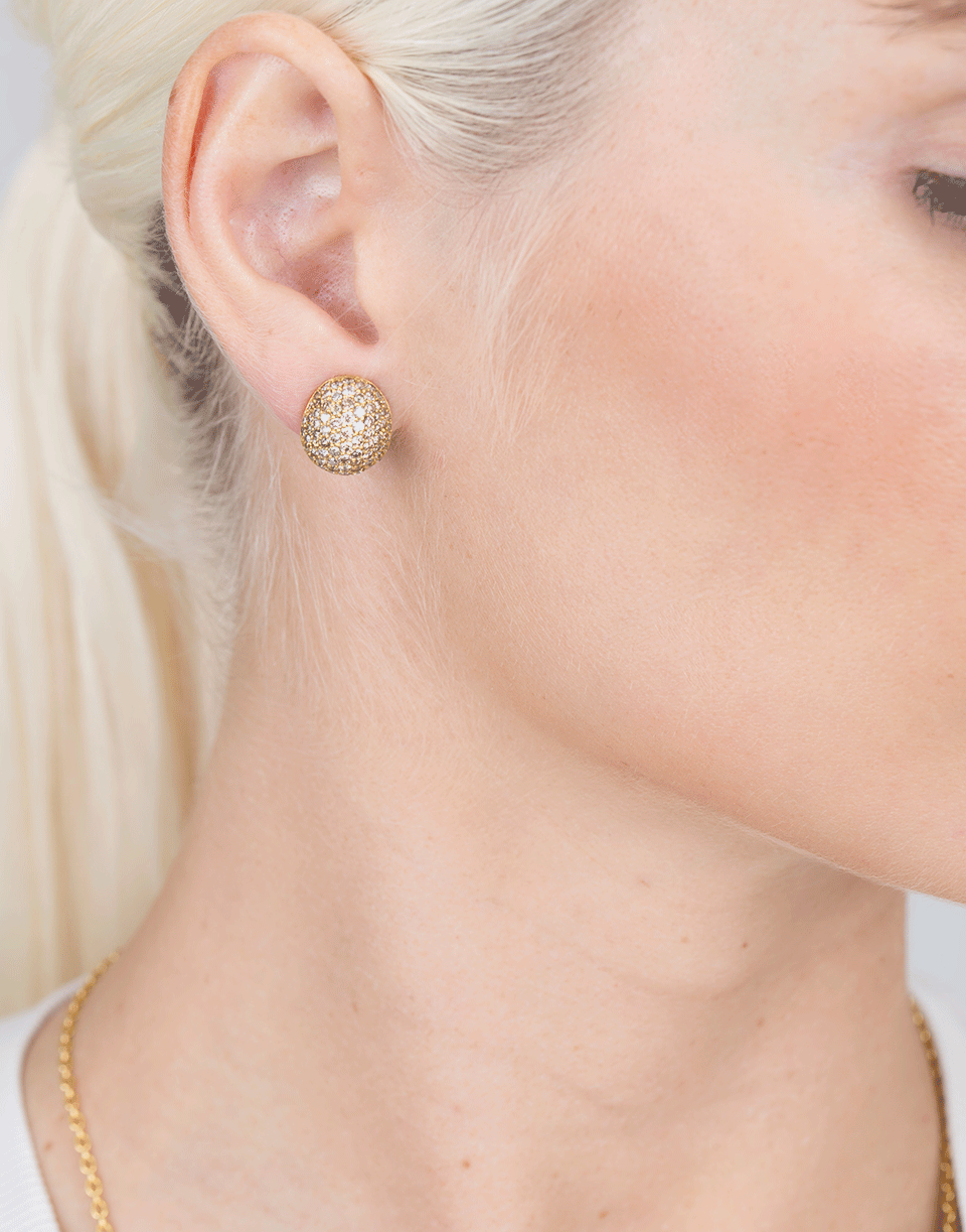 YOSSI HARARI-Small Cognac Diamond Roxanne Earrings-YELLOW GOLD