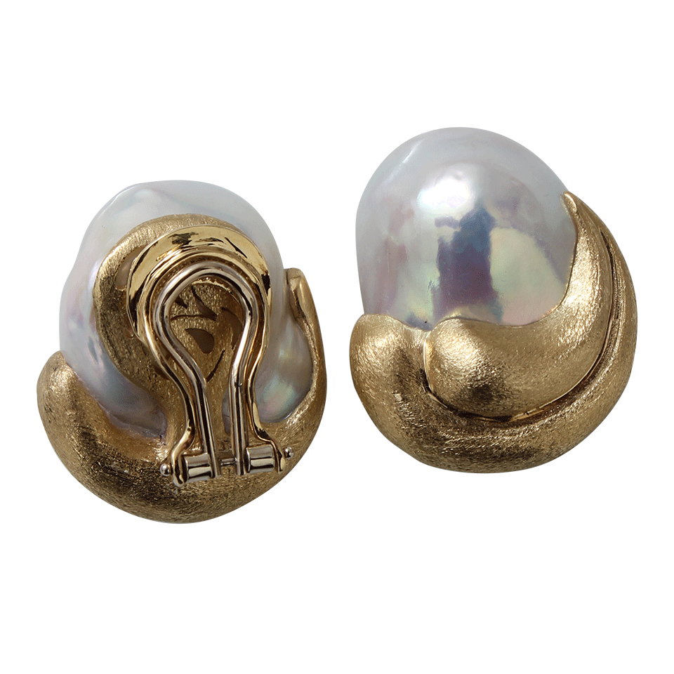YVEL-Baroque Fresh Water Pearl Earrings-YELLOW GOLD