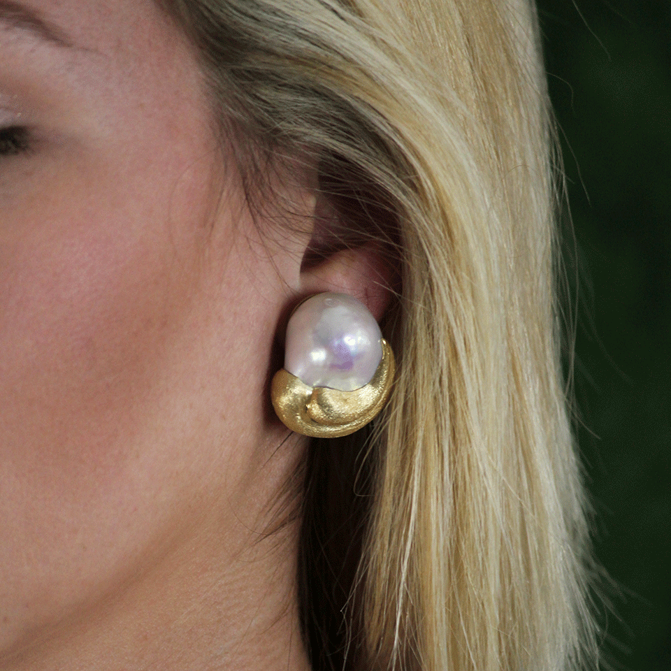 YVEL-Baroque Fresh Water Pearl Earrings-YELLOW GOLD