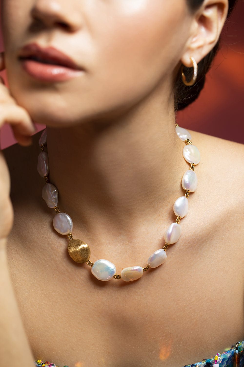 Double Keshi Pearl and Swarovski Crystal Necklace | MAD Dreams Jewelry