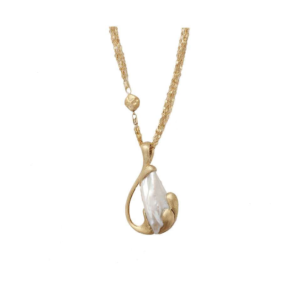 YVEL-Freshwater Pearl Pendant Necklace-YELLOW GOLD