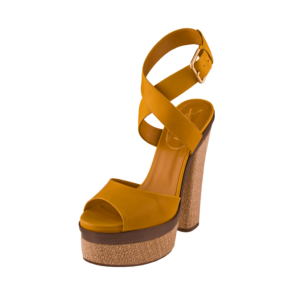 Open Linen Platform Sandal SHOEPUMP SAINT LAURENT   
