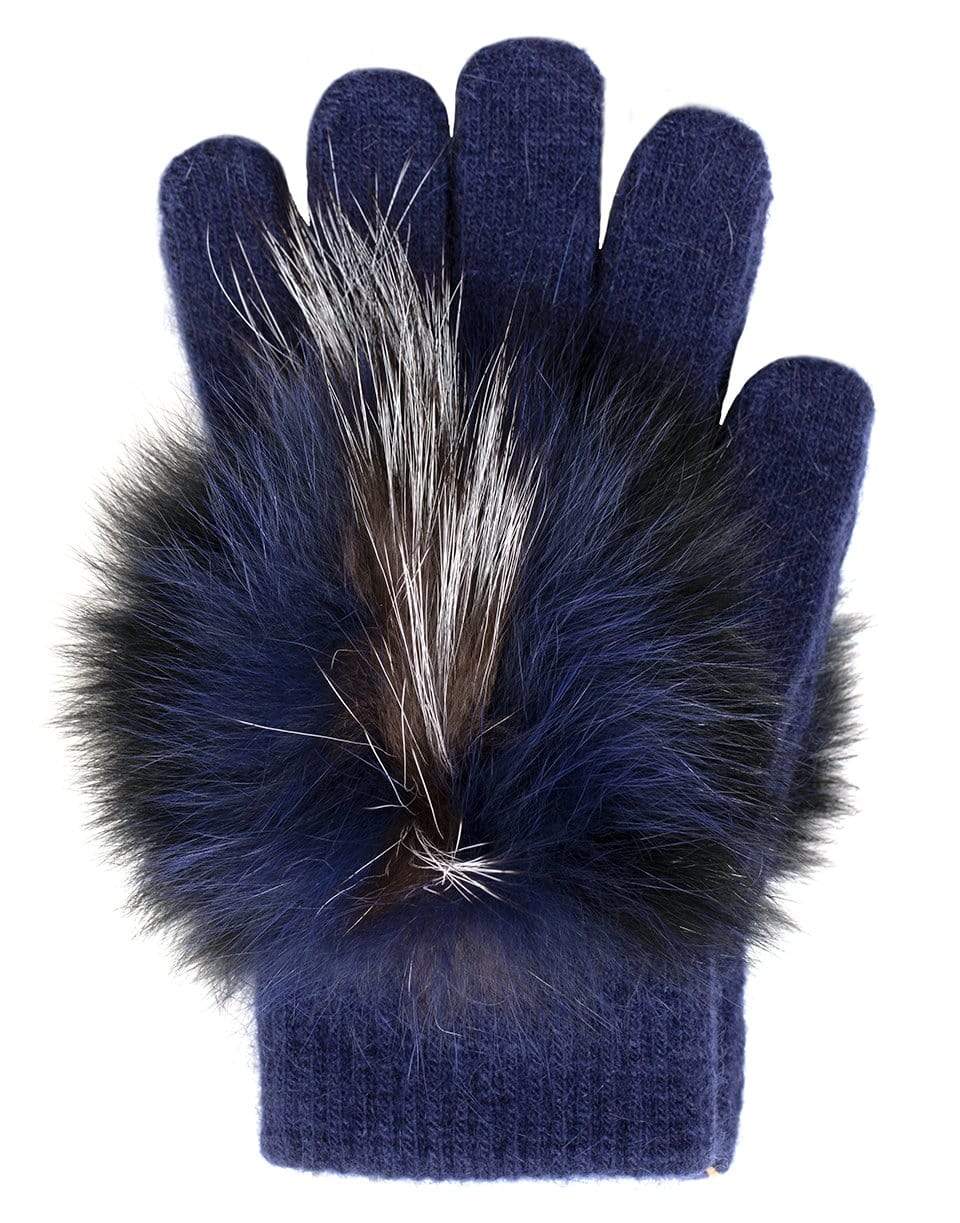 YVES SALOMON-Fox Knit Gloves - Bleu-BLEU