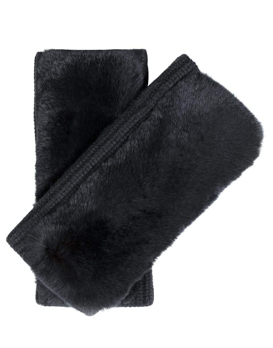 YVES SALOMON-Wool and Cashmere Rabbit Gloves - Noir-NOIR