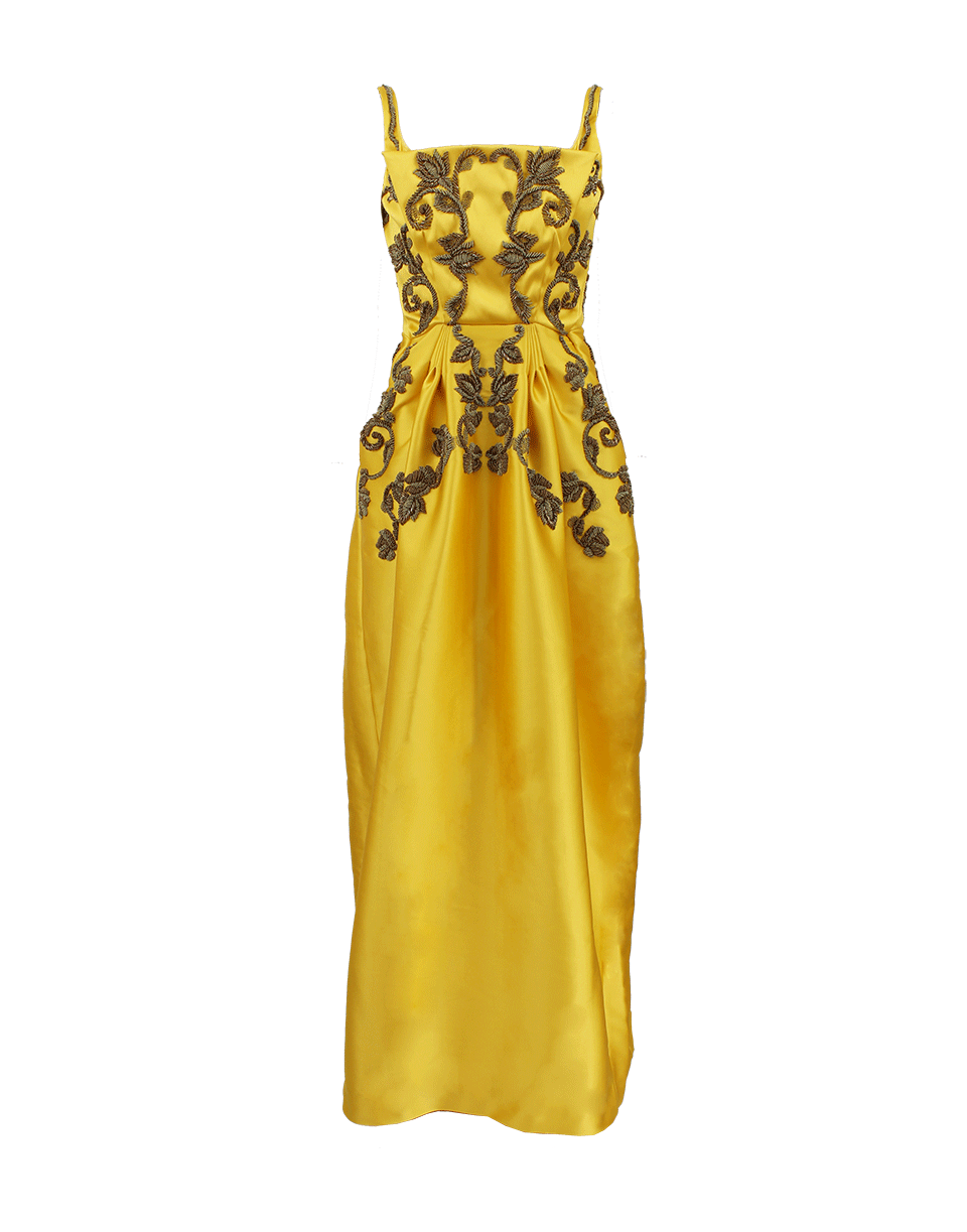 ZAC POSEN-Sleeveless Embroidered Gown-CITRINE