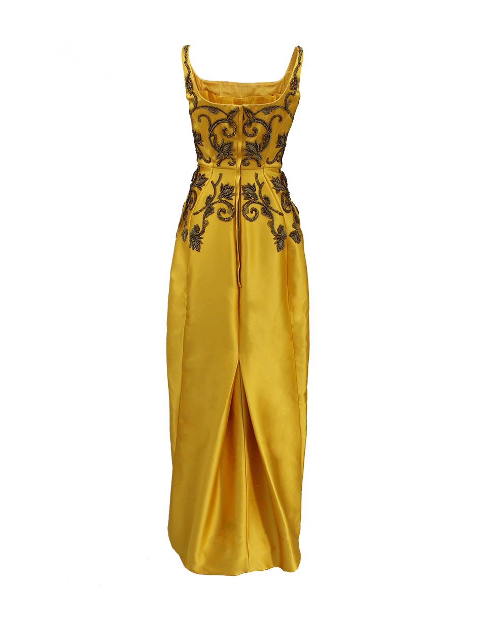 ZAC POSEN-Sleeveless Embroidered Gown-CITRINE