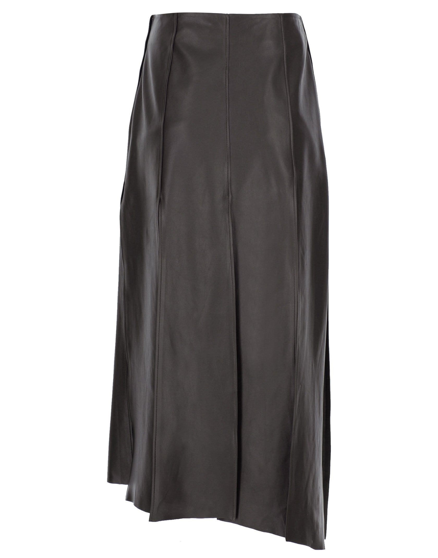 ZEYNEP ARCAY-Black Eight Slit Leather Skirt-