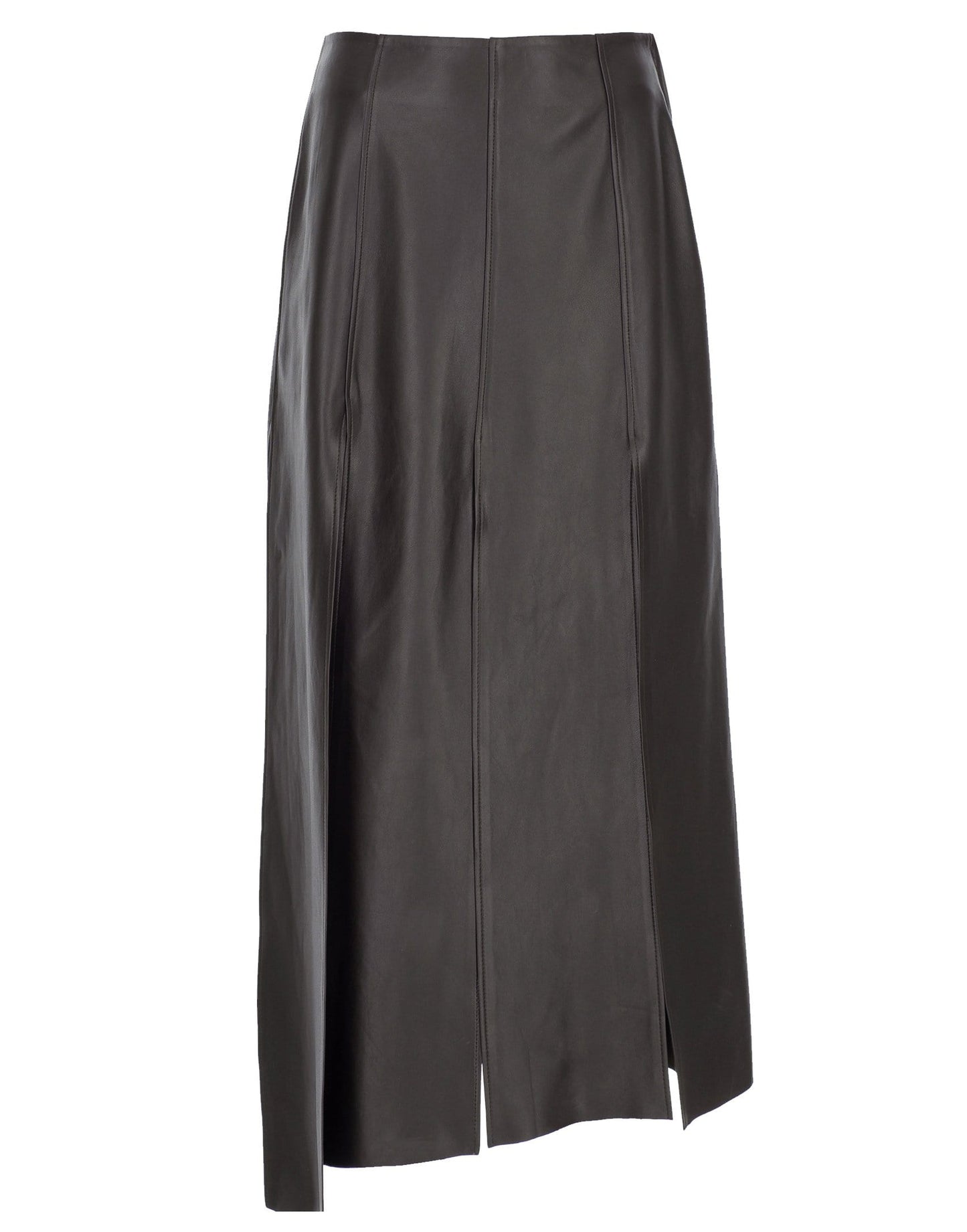 ZEYNEP ARCAY-Black Eight Slit Leather Skirt-