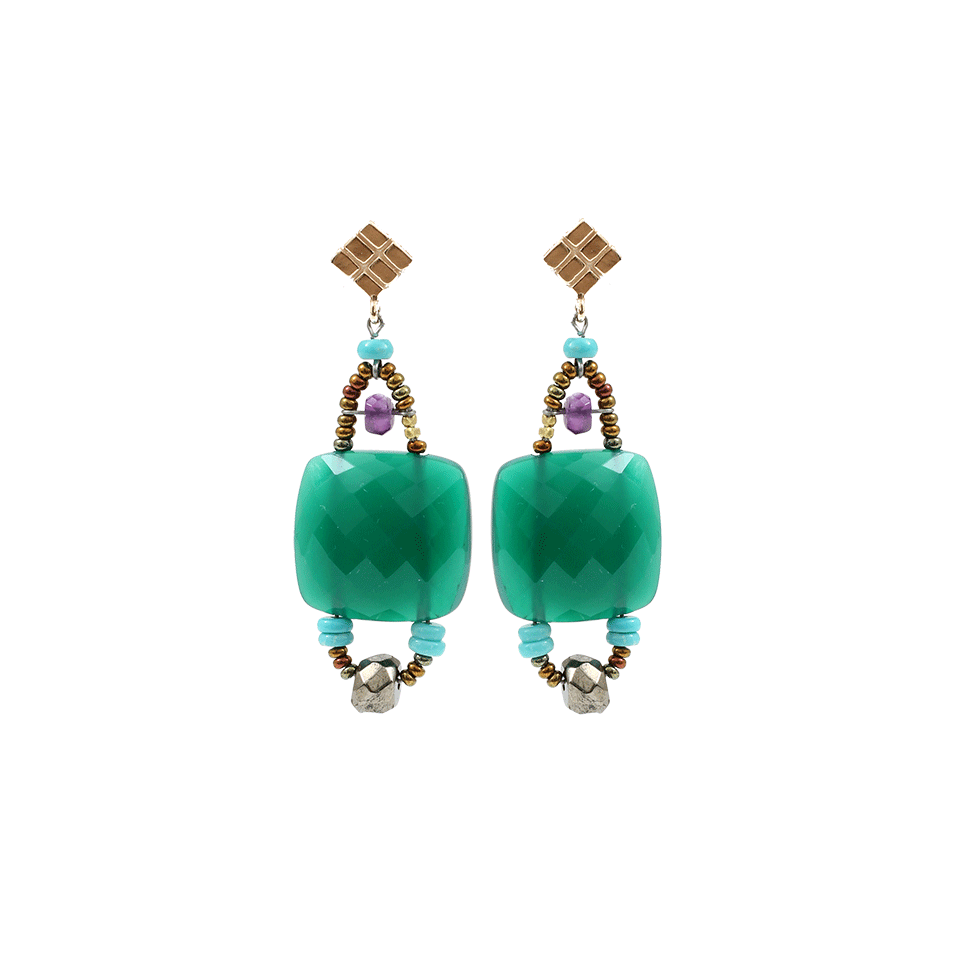 ZIIO-Armonia Stone And Bead Earrings-GREEN