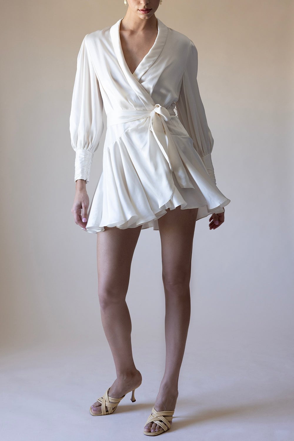 ZIMMERMANN-Wrap Mini Dress - Cream-