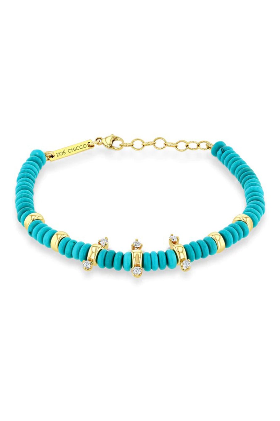 Turquoise Rondelle Bead Diamond Bracelet JEWELRYFINE JEWELBRACELET O ZOE CHICCO   